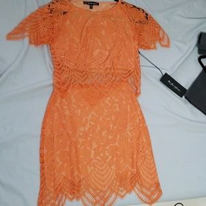 Guava lace top and skirt set